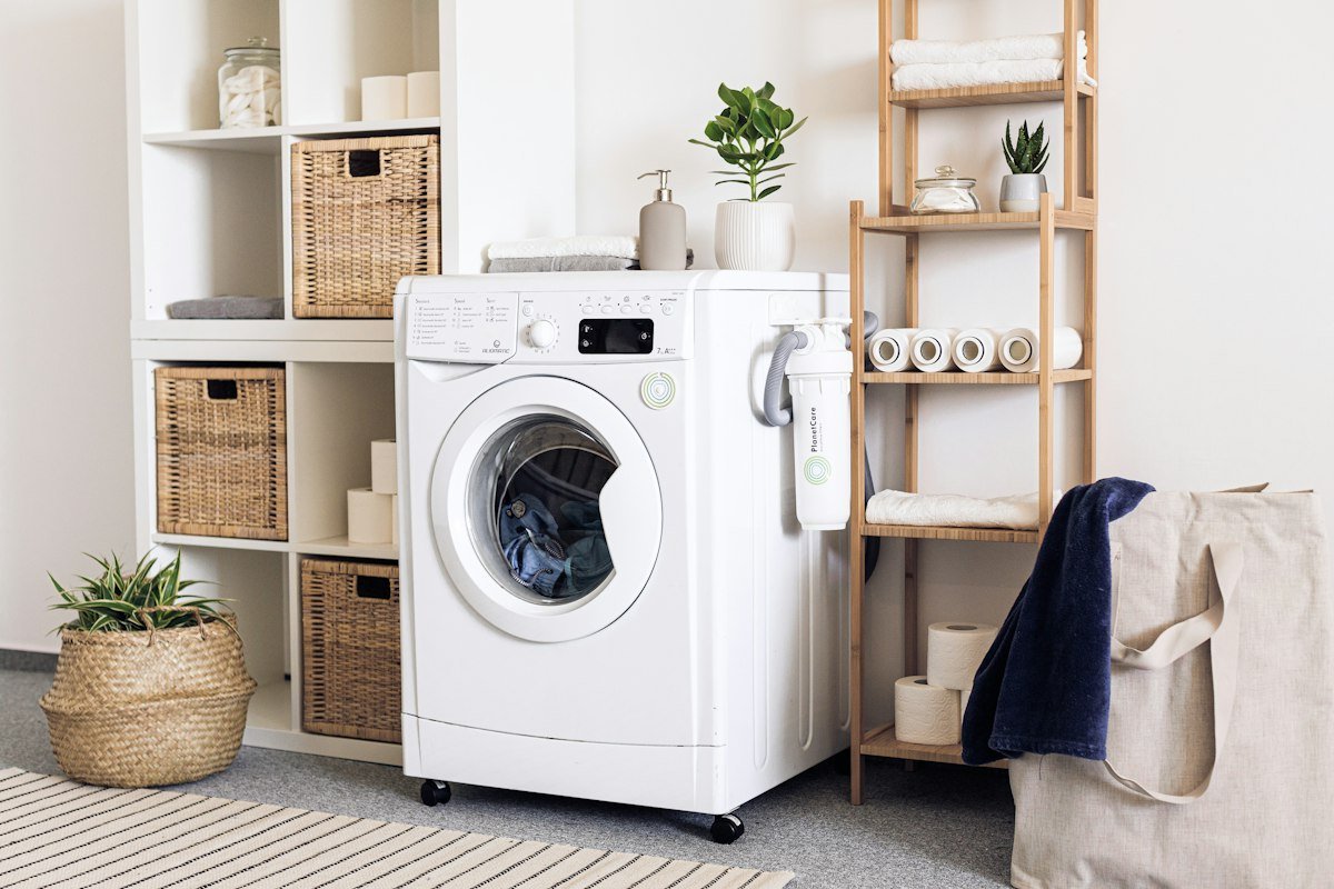 Washing machine in a utility room
